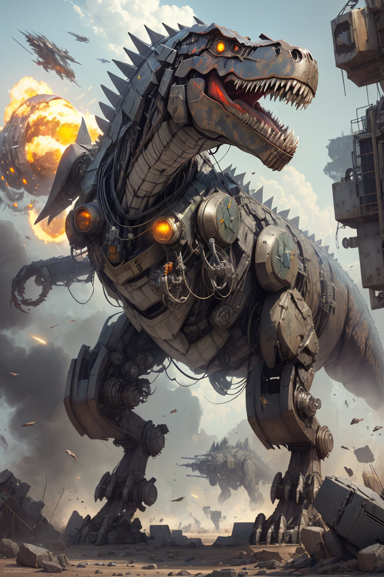 379931-2173495823-high quality, ,Mech4nim4lAI, Tyrannosaurus rex made of Mecha ,_lora_Mech4nim4lAI_0.7_,scenery,nuclear bomb,battlefield,debris,al.png